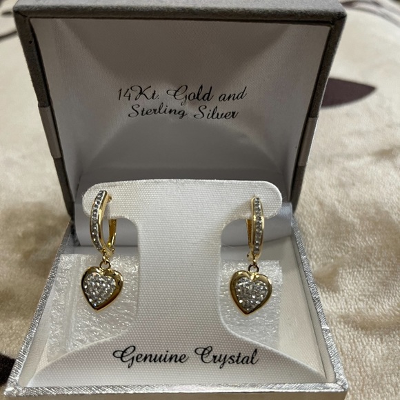 Heart Dangle Hoop Earrings - Picture 1 of 3
